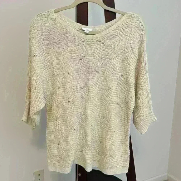 J. Jill Cream Textured 3/4 Sleeve Sweater Sz Small - Picture 1 of 4